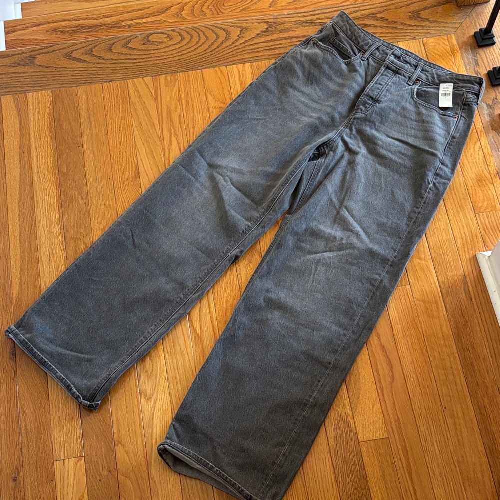Old Navy Dark Gray Sky-Hi wide leg Button-Fly Jeans